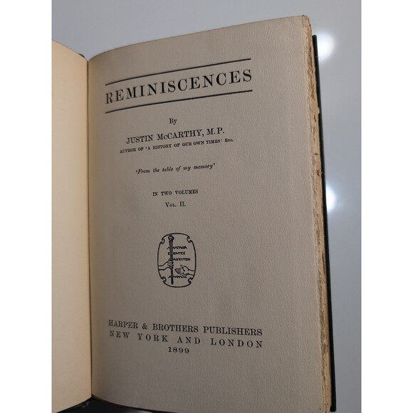 Reminiscences - Justin McCarthy (2 Vol. Set) - 1899 - Harper & Brothers - Picture 9 of 12